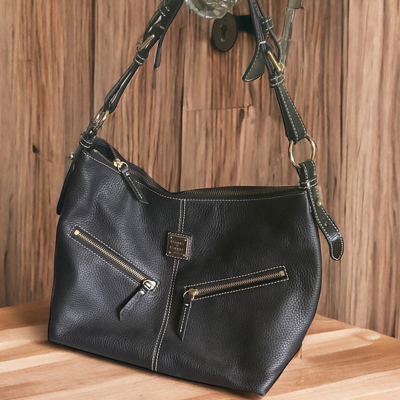 Dooney & Bourke Handbags - DOONEY & BOURKE Vintage Pebble Leather Hobo Bag - Black